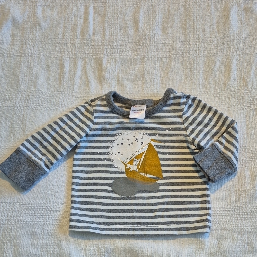 Hanna Andersson boys size 60 or 3-6 months long sleeve shirt vguc